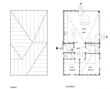 House PA1 Zurndorf - Výkres střechy a půdorys přízemí - foto: ppag architects