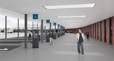 Temporary check-in hall of the bus station at Florenc - Visualization - foto: Studio Visage