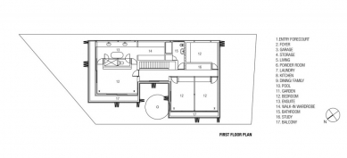 Freshwater House  - The translation of "Půdorys 1.np" to English is "Floor plan 1st floor". - foto: Chenchow Little Architects