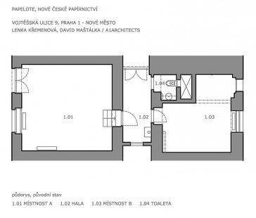 papelote - Půdorys - původní stav - foto: a1architects