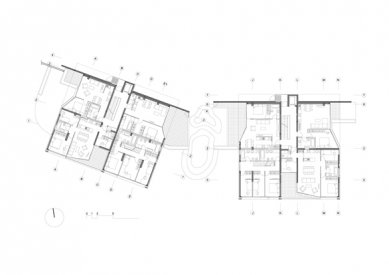 Skalní vily - Půdorys spodních poschodí - foto: Arhitektura Krušec