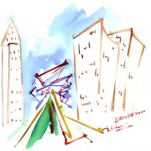 Extension to the Denver Art Museum - Sketch, watercolor