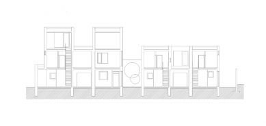 Obytný areál v Letech u Dobřichovic - D - řez podélný