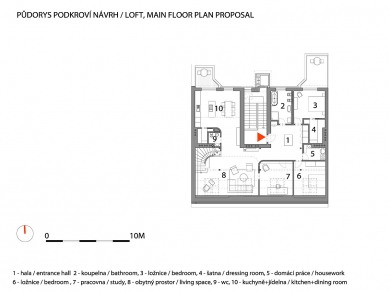 Zaoblený loft - Půdorys