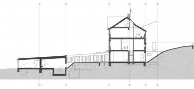 Přestavba a dostavba rodinného domu v Praze - Řez BB