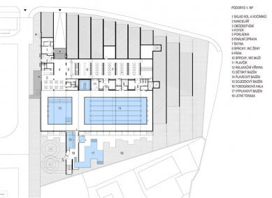 Indoor swimming pool in Litomyšl - Floor plan 1st floor - foto: © DRNH