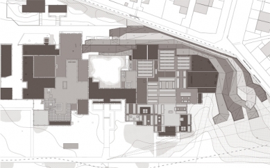 Rozšíření muzea moderního umění - Výkres střechy - foto: Manuelle Gautrand Architecture