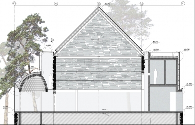 Kostel v Mortensrudu - Příčný řez - foto: Jensen & Skodvin Arkitektkontor 