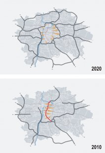 Humanization of the Prague magistrale in the section of Nusle Bridge and 5th of May Street - TRANSPORT SCHEME OF PRAGUE - foto: Atelier K2