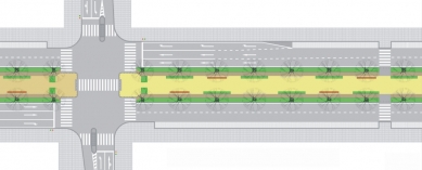 Humanizace pražské magistrály v úseku Nuselského mostu a ulice 5. května - DETAIL BULVÁRU - foto: Atelier K2