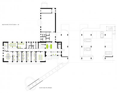 Rekonstrukce administrativní budovy a dostavba vzorkovny Sapeli - 1NP