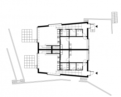 Double house - Půdorys přízemí - foto: Tham & Videgård Hansson Arkitekter