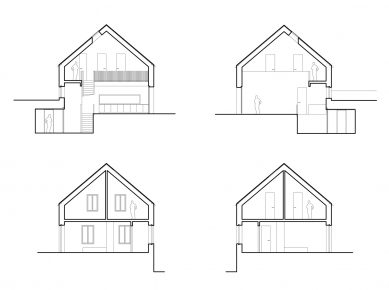 Novostavba rodinného domu v Malé Lhotě - Příčné řezy