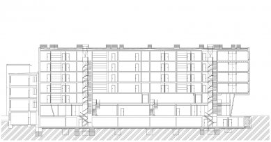 Bytový dům Ostravská brána - Řez podélný