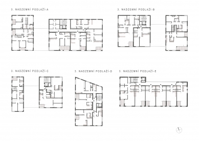 Bytové domy Na Vyhlídce - Půdorysy - 1. etapa