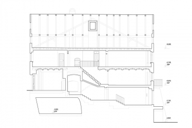 Rekonstrukce a úprava měšťanského domu - Řez podélný