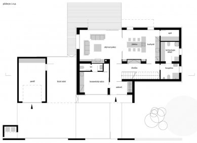 Rodinný dům v Hrušticích - Půdorys 1.np - foto: janďourek – medlíková – architekti