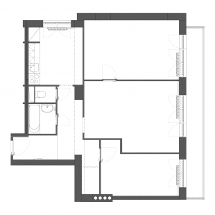 Rekonstrukce a interiér panelového bytu - Půdorys - původní stav
