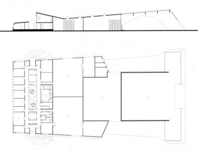 Regionální podpůrné dopravní centrum - Půdorys přízemí a podélný řez - foto: Neutelings Riedijk Architects