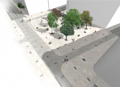 Revitalization of Řezáč Square - Perspective without cars - foto: LABOR13