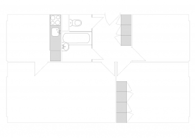 Přestavba panelového bytu na Pankráci  - Půdorys původního stavu bytu - foto: Skvadra