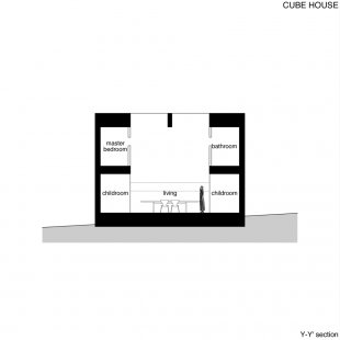 Cube House - Řez - foto: Courtesy of Shinichi Ogawa & Associates
