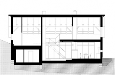 Rekonstrukce domu v Českém ráji  - podélný řez