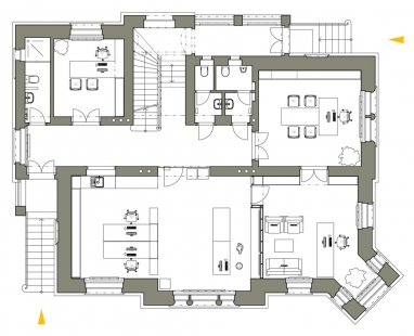 Rekonstrukce secesní vily - Půdorys 1.np - foto: ing.arch. Miroslav Hujer