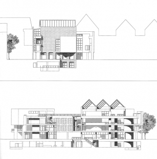 Výstavní sál a radnice v Ulmu - Řezy - foto: Richard Meier & Partners Architects LLP