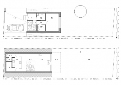Vila Dobeš - Půdorys 1.pp a 1.np - foto: under-construction architects