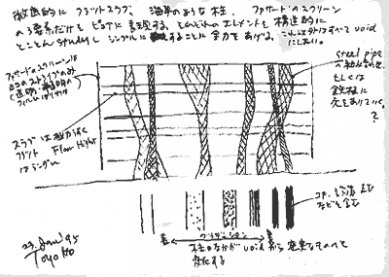 Mediatéka v Sendai - Skica - foto: © Toyo Ito, 2001