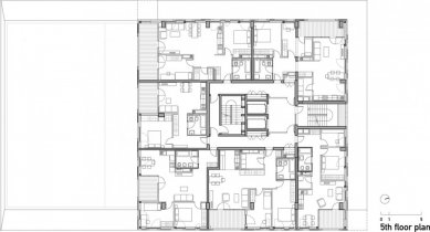 Obytná věž C - Půdorys 5.np - foto: Ravnikar Potokar Arhitekturni Biro 