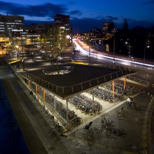 Station forecourt and bike shelter