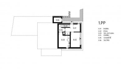 Family house at Krásná vyhlídka - Floor plan 1PP - foto: Tereza Janků