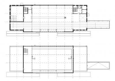 Rekonstrukce a dostavba víceúčelové atletické tělocvičny  - Půdorys 2NP a 3NP - foto: QARTA ARCHITEKTURA s.r.o.