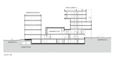 Polyfunkční městský blok Hraničář - Řez AA - foto: Archiv JPA