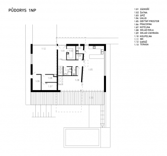 Rodinný dům v Kunraticích - Půdorys 1NP - foto: OK PLAN ARCHITECTS