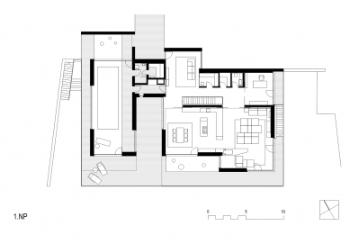 House by the Dam - Floor plan 1st floor - foto: ATX Architekti, s.r.o. 