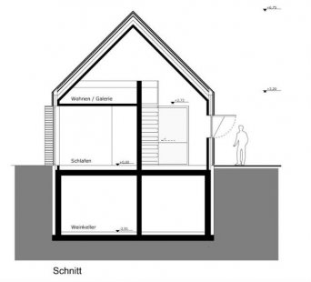 Prázdninový dům v jižním Burgenlandu - Příčný řez - foto: Judith Benzer Architektur