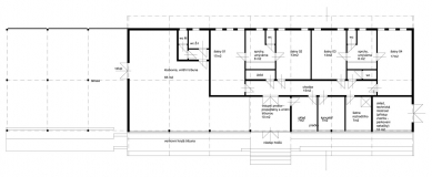 Šatny a zázemí fotbalového hřiště TJ Jíloviště - Půdorys přízemí - foto: ROHÁČ STRATIL architektonický ateliér