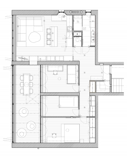 Rekonstrukce bytu v Krči - Půdorys - návrh - foto: Holiš + Šochová architekti