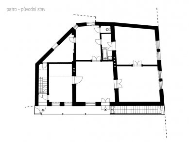 Reconstruction of an apartment building in Litomyšl - Floor plan 2nd floor - original state - foto: ellement