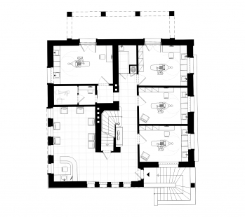 Rekonstrukce vily v Podolí - Půdorys 1NP - foto: ZNAMENÍ ČTYŘ - architekti