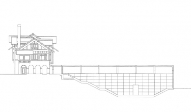 Muzeum Oyamazaki - Podélný řez - foto: Tadao Ando Architects & Associates