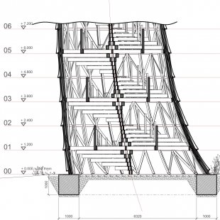 Tower in Hermanice - Řez první variantou věže - foto: mjölk architekti