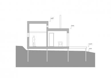 Chata v Chotovinách - Řez - foto: MOLO ARCHITEKTI