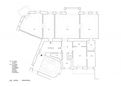 Sloučený nájemní byt v Praze 1 - Josefově - Půdorys - původní stav - foto: ZNAMENÍ ČTYŘ - architekti