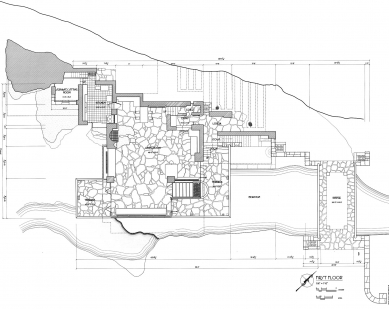 Fallingwater - Dům pro Edgara J. Kaufmanna - Půdorys 1NP