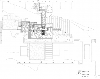Fallingwater - Dům pro Edgara J. Kaufmanna - Půdorys 3NP