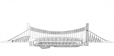 Olympijské haly - Podélný řez